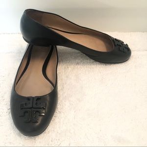 Tory Burch Black Lowell Leather Ballet Flats